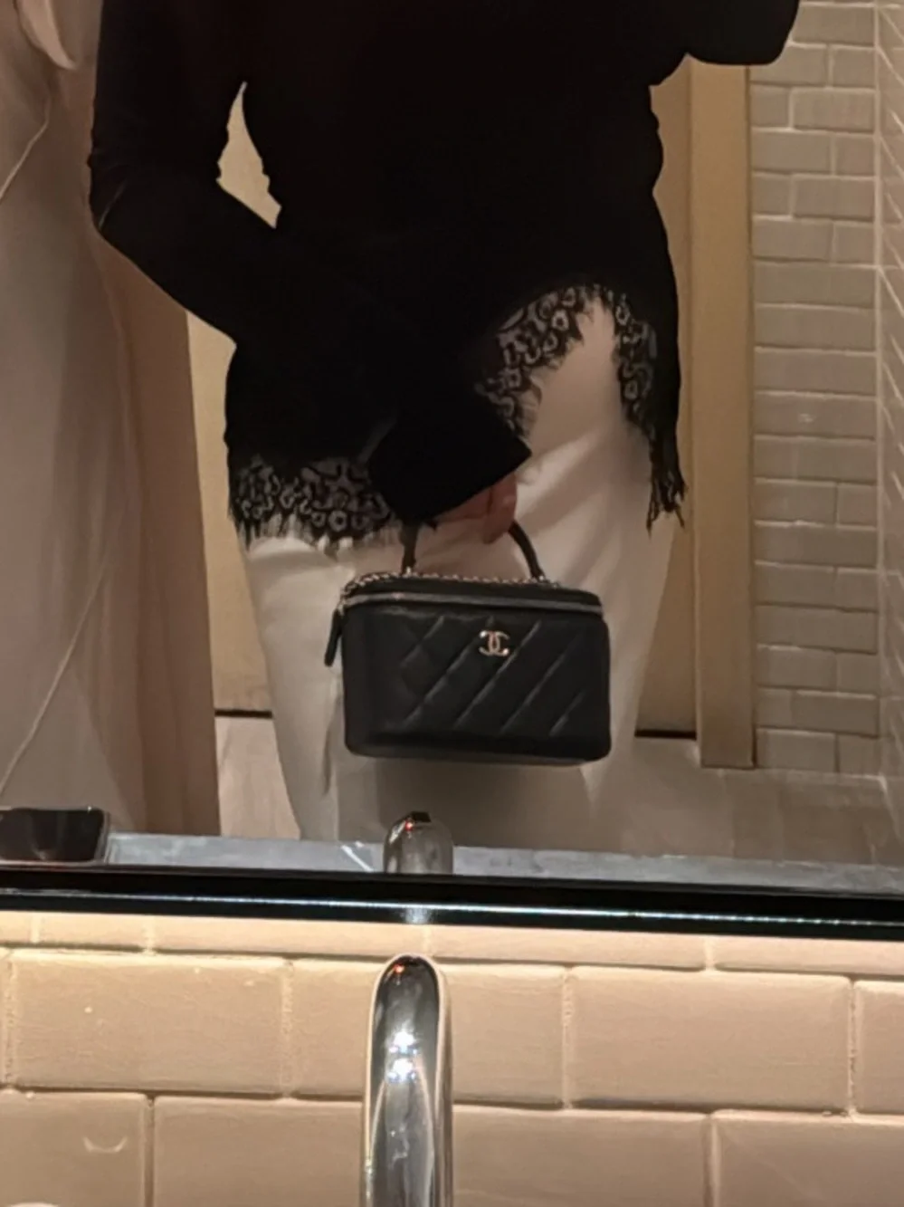 Chanel Quilted Leather Vanity Bag with top handle